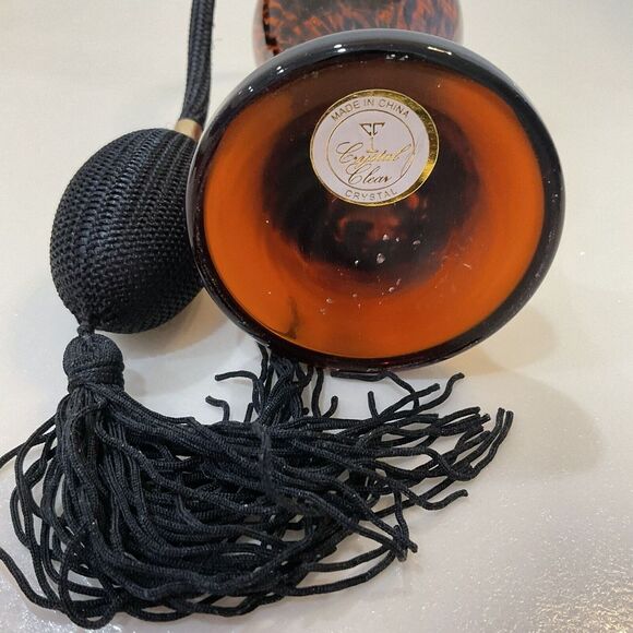 Vintage Crystal Clear Vanity Perfume Atomizer Bottle Leopard Brown Black Cheetah - Picture 7 of 7